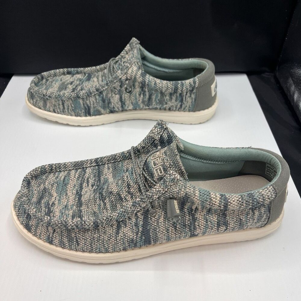 HEYDUDE Wally Sox Polar Camo Men’s 13 Blue Gray Slip-On Shoes Light Weight